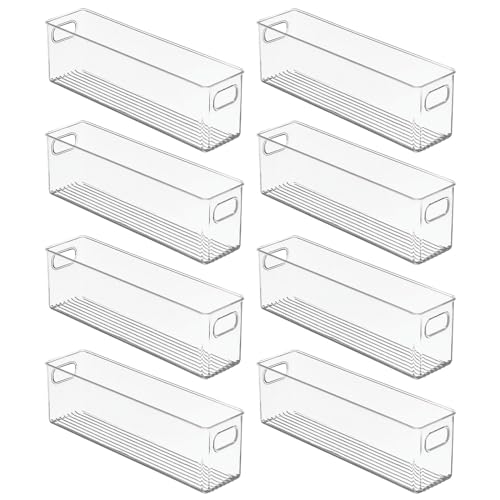 Plastic Kitchen Organizer - Storage Holder Bin with Handles for Pantry, Cupboard, Cabinet, Fridge/Freezer, Shelves, and Counter - Holds Canned Food, Snacks, Drinks, and Sauces - 8 Pack - Clear - view 4