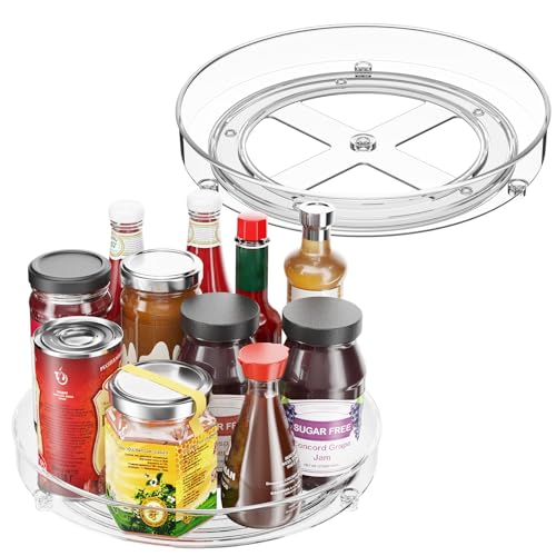 4 Pack Lazy Susan Organizer, 9.5 Inch Lazy Susan Turntable for Cabinet, Refrigerator Organizer for Pantry Organizers and Storage, Non-Skid Fridge Organizer