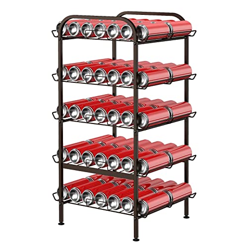 5 Tier Water Bottle Organizer Vertical Free Standing Storage Shelf Metal Beverage Rack Dispenser Large Capacity Bottled Water Holder Stand for Kitchen Party Pantry, Bronze - view 6