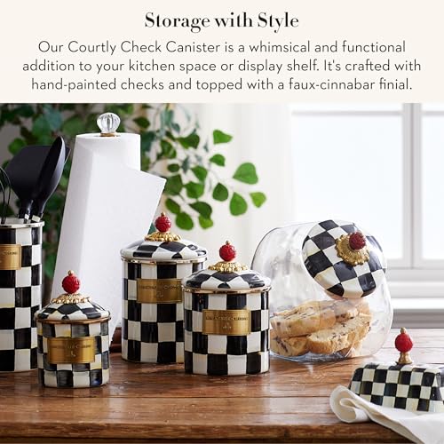 Enamel Canister, Medium, Black-and-White Courtly Check - view 2