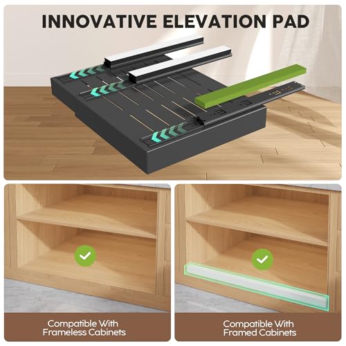 4Pack Expandable Pull Out Cabinet Organizer 21"Deep With Raising Pad for Framed Cabinets,Slide Out Drawers with 4pcs Divider Racks,Roll Out Shelves Adhesive,Adjustable Width 12.05"-20.4"Black - view 2