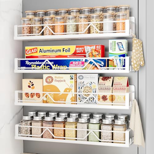 16.9 Inch Large Capacity Magnetic Spice Rack for Refrigerator Black, 4 Pack - view 6