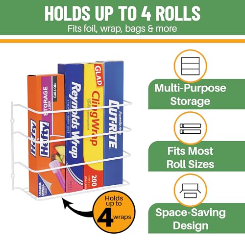 Kitchen Wrap & Food Bag Organizer Wall/Cabinet Mount, 2-Pack, White - view 2