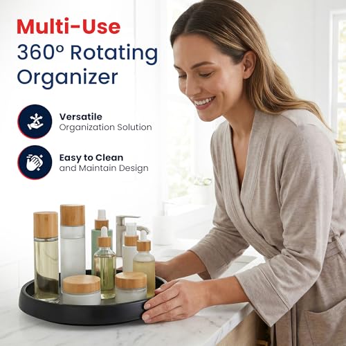 10 Inch Lazy Susan (Set of 4) - Non-Skid Turntable, Black - view 6