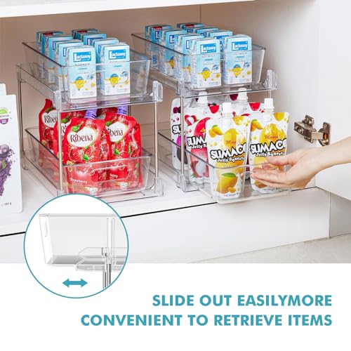 2 Pack Clear Bathroom Organizers and Storage, 2 Tier Pull Out Under Sink Cabinet Organizer Plastic Drawer Organization and Storage for Bathroom and Kitchen - view 4