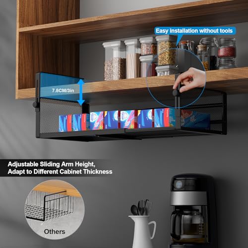 2Pack Expandable Under Shelf Storage Basket Organizer,Black - view 3