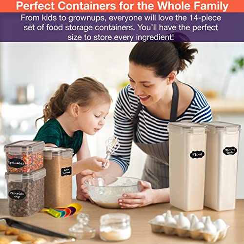 Airtight Food Storage Containers with Lids –14 Pack Kitchen Organization Set, Pantry Organization and Storage, Plastic Canisters with Lids - Cereal Containers Storage, Flour, Sugar (Black) - view 6