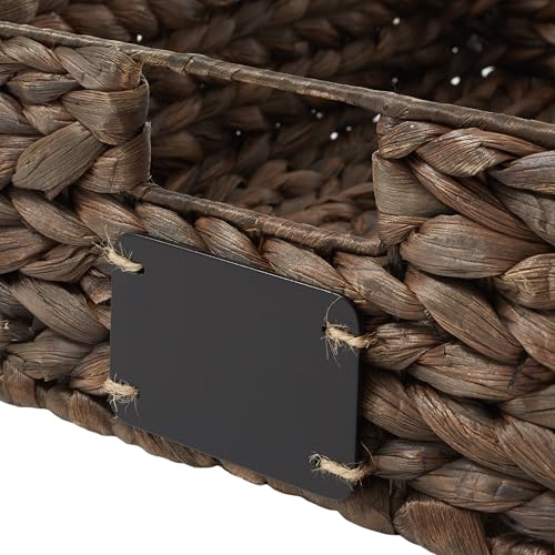 Set of 4 Water Hyacinth Pantry Baskets, 10" x 13" x 5", with Chalkboard Labels and Chalk Marker - Espresso, Woven Storage Bin Organizers for Kitchen Shelves - view 5