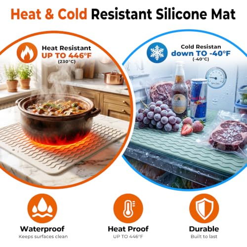 2 Pack Multicolor Silicone Dish Drying Mat for Kitchen Counter Placemats Chef Mother Essentials Espresso Machine Station Utensil Holder Rack Washer Trivets Oven Tools Cute Girl Pink Gifts - view 5