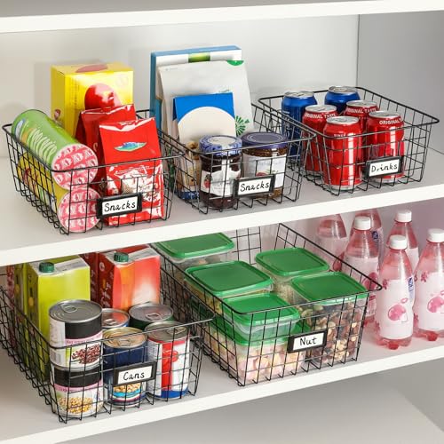 6 Pack Wire Baskets for Pantry Organization and Storage, Kitchen Organizer, 2 XXLarge & 2 XLarge & 2 Large - view 4