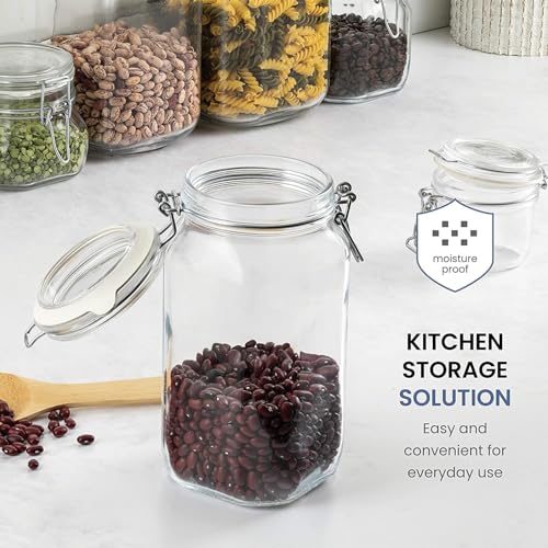 Fido Glass Jars (17.5 Oz, 33.75 Oz & 25.25 Oz) - Airtight Storage Containers - Ideal for Pantry Storage, Gifting, Canning & Kitchen Organization, Made in Italy (Set of 3) - view 4