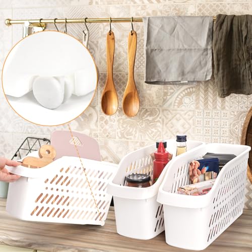4 Pack Plastic Under Sink Organizer with Wheels, Roll Out Bottle Organization Bins Narrow Kitchen Cabinet Organizers Multifunctional Plastic Organizer Basket for Under Sink, Kitchen, Bathroom - view 6