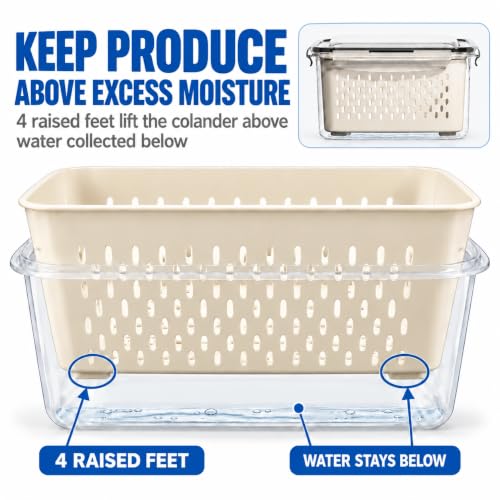 5 Pack Fruit Storage Containers for Fridge with Removable Colanders - view 3