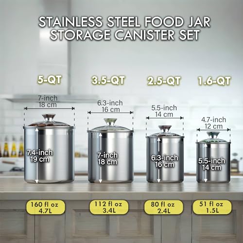 Large Stainless Steel Kitchen Canister Set for Countertop - view 4