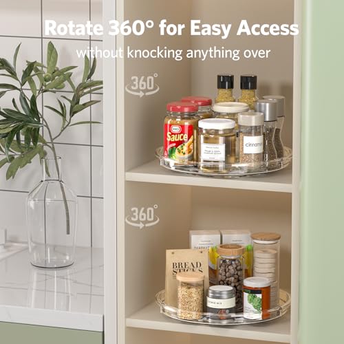 4 Pack Lazy Susan Turntable Organizer for Cabinet Pantry Fridge Clear - view 3