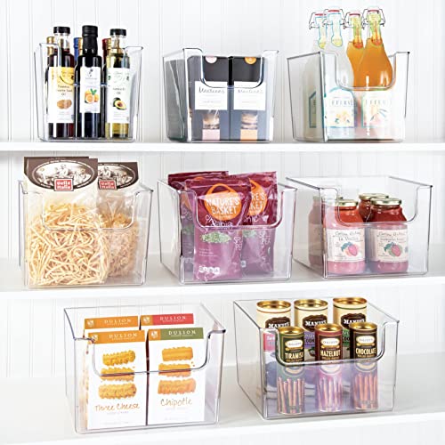 Set of 4 Storage Trays Open Top Kitchen Tray for Food Storage Made of Plastic Ideal in The Kitchen Cupboards or as Fridge Boxes 25.4 cm x 25.4 cm x 19.7 cm Clear - view 3