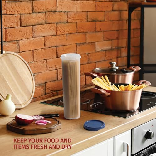 Tall Clear Spaghetti Pasta Container Storage With Lid-2 Pk.Multi-Purpose Kitchen Pantry Organization And Food Storage For Noodles Beans Straws - Airtight Leakproof Spaghetti Keeper BPA Free 37 oz. - view 6