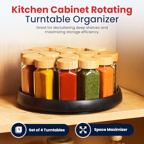 10 Inch Lazy Susan (Set of 4) - Non-Skid Turntable, Black - view 5