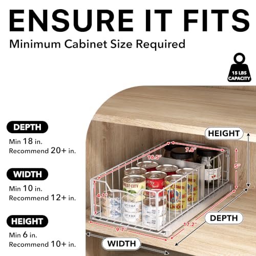 Pull-Out Cabinet Sliding Basket, 17.2Dx9.7Wx5H, White - view 3