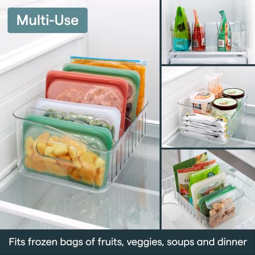 FreezeUp Freezer Bin 12", BPA-Free Fridge Organizer with Adjustable Dividers and Handle for Frozen Food and Leftovers - view 6