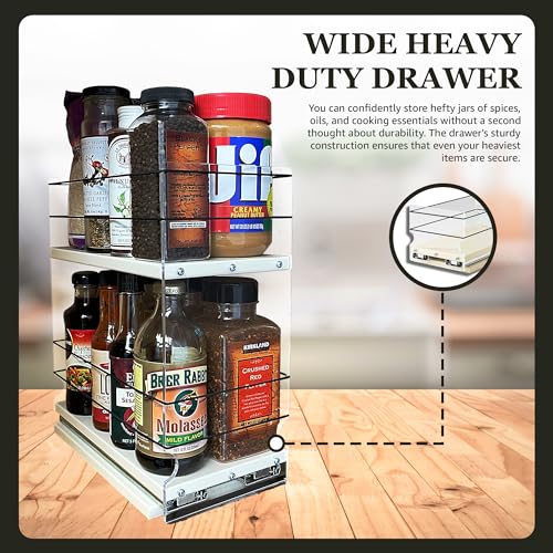 Heavy Duty Kitchen Spice Rack Storage - Pull Out Drawers For Kitchen Cabinets - Sliding Pantry Organizers - Seasoning Cabinet Pull Out Shelves - Made in USA -5.75"W x 12.25"H x 10.6"D - view 7