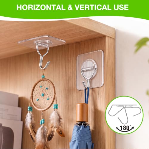 Clear Adhesive Wall Hooks Heavy Duty Hanging Sticky-20 Pack,15Lbs+ - view 5