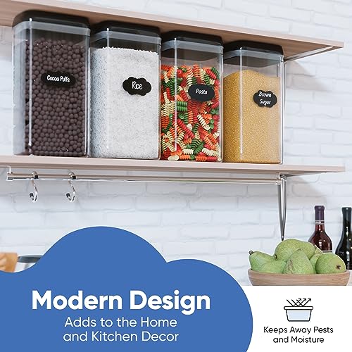 Airtight Food Storage Boxes with Labels - Kitchen Storage - Flour, Cereal, Pasta - Plastic Storage Boxes with Lids (4pcs-3.2L) - view 5