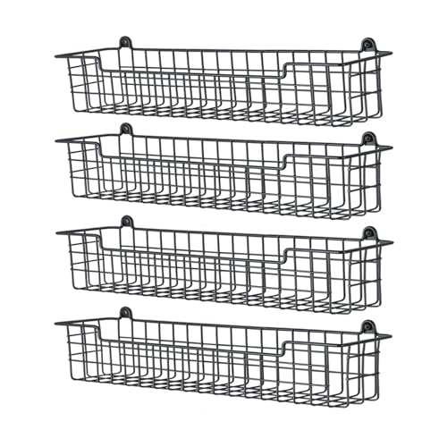 Spice Rack Organizer Wall Mount, Spice Organization Storage Shelf for Cabinet Door, 4 Packs Wall Spice Rack Saving Space for Kitchen, Black
