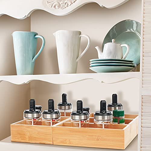 Bathroom Drawer Organizer, Bamboo Box Bin for Junk Vanity Desk Makeup Drawer, Small Wooden Container Tea Storage Organization Tray for Kitchen Office, Set of 5 - view 6