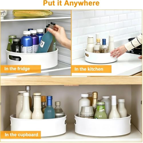 360° Rotating Lazy Susan Organizers, 2 Packs 9" and 12" Turntable Spice Rack Organisers for Kitchen Organization and Storage, Non-Slip Under Sink Organizer for Bathroom Pantry Cupboard - view 4