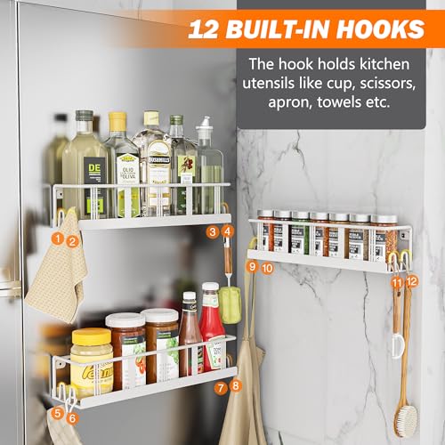 Spice Rack Wall Mounted 3 Pack,RV Spice Rack,White - view 5