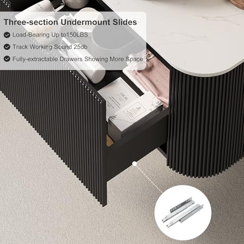 30 inch Modern Floating Bathroom Vanity with Sink, Gloss Black - view 5