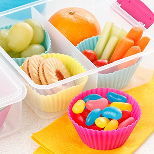 Silicone Cupcake Liners Baking Cups Non-Stick Jumbo Reusable Muffin Molds Bento Bundle Lunch Box Dividers (30-Pack) - view 4
