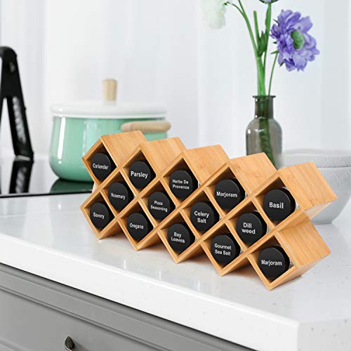 Bamboo Spice Rack Organizer 4-Tier Countertop Organiser, Criss-Cross Kitchen cabinet Free-Standing Countertop Storage shelf Fit for Spice Jar, Can, Bottle (Jars Not Include) - view 3