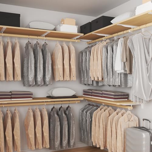 Heavy-Duty Wall Mounted Closet Shelves with Solid Wood Organizer System - Space-Saving Storage Solution for Bedroom, DIY Brackets for Maximum Support - view 5