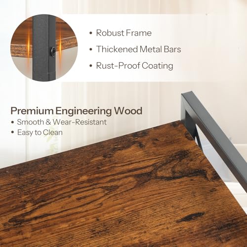 Bookshelf, 3-Tier Industrial Bookcase, Book Shelf Storage Organizer, Small Bookshelf with Metal Frame for Living Room, Bedroom, Home Office, Kitchen, Rustic Brown and Black BF71SJ01 - view 4
