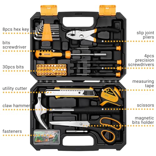 General Household Hand Tool Kit with Plastic Toolbox Storage Case, All Purpose Home Tool Kit Includes Essential Tools for Office College Repairs, 50 Piece - view 2