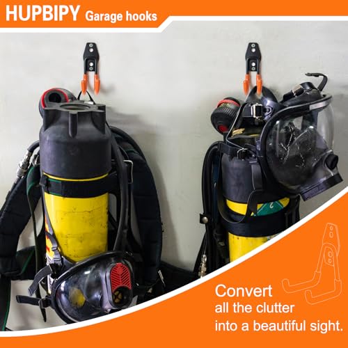 Heavy Duty Garage Hooks 6 Pack, J Shaped Hanger, Wall Mounted Storage System, Power and Garden Tool Organizer, for Hanging Ladders, Bikes Tires, Hose, Bulk Items - view 4