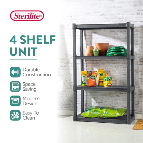 4 Shelf Unit, Heavy-Duty Shelving Storage and Utility Rack - Standing Plastic Organizer Shelves for Kitchen, Bathroom, and Garage - view 4