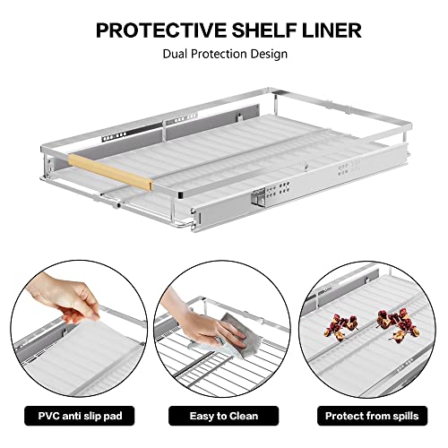 Pull Out Cabinet Shelf, Slide Out Cabinet Organizer Heavy Duty Under Sink, Anti Rust Kitchen Organizer Basket, Smooth Roll Expandable Sliding Drawer, 2 Pack Chrome 15.9''-26.2'' - view 5
