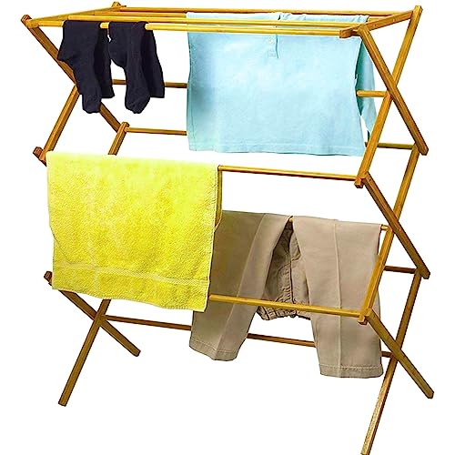 Wooden Clothes Drying Rack for Laundry - Foldable & Pre-Assembled - view 4