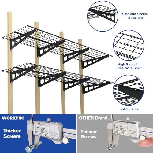 2-Pack 2x6FT Metal Wall Shelving, 72” x 24”, 800lbs Load, 1 Set - view 3