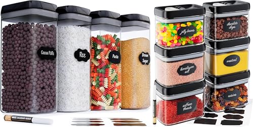 Airtight Food Storage Container Set 10-Piece Mega Bundle (4 + 6 Set) – BPA-Free Pantry Organizers with Labels & Measuring Spoons – Kitchen & Cereal Storage for Flour, Sugar, Pasta, Spices