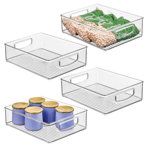 Plastic Stackable Pantry Bin, Set of 4, Clear