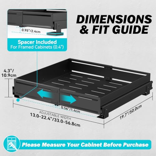 Pull Out Cabinet Organizer, Expandable Width 13"-22", Heavy Duty Metal Slide Out Drawers for Cabinets, Expandable Cabinet Pull Out Shelves for Kitchen, Pantry, Bathroom, Black - view 2