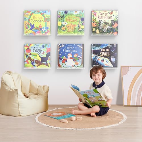 Vinyl Record Shelf Wall Mount, 12 Pack 12 inch Clear Acrylic Album Record Holder Display, Kids Bookshelf, Floating Wall Shelves for Bathroom, Bedroom, Living Room, Kitchen - view 4