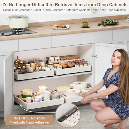 Pull out Cabinet Organizer,11"-16"W,17"-24"D,Expandable,Adhesive - view 5