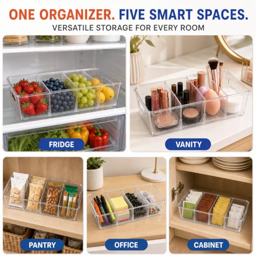 2-Pack Fridge Organizers and Storage, Snack Bins with Removable Dividers - view 4