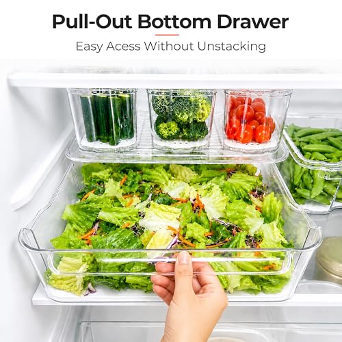 Clear Fridge Bins with Drain Trays - BPA-Free PET, Stackable(6 Pack) - view 3