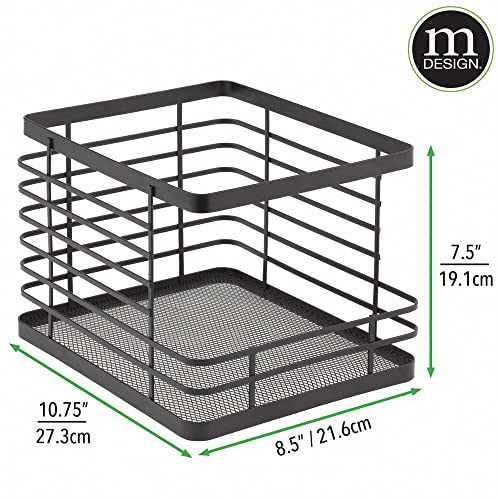 Stacking Wire Baskets Food Organizer Storage Metal Basket with Open Front for Kitchen Cabinet, Pantry, Cupboard, and Shelves - Organize Fruits, Snacks, and Vegetables - 2 Pack - Matte Black - view 7